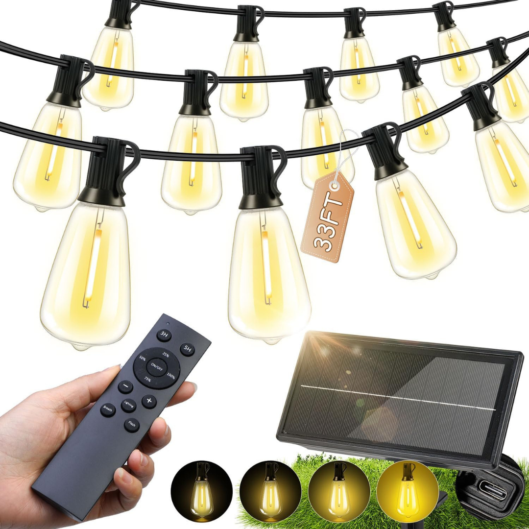 33Ft Solar 10M Shatterproof Bulbs Lights