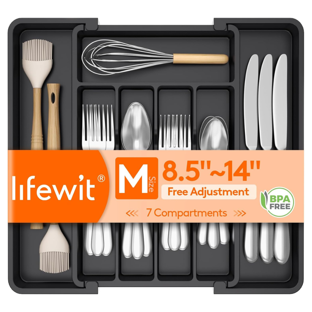 Lifewit Expandable Silverware Drawer Organizer (8.5"-14.1" x 12.1")