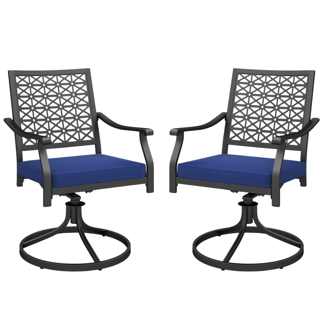 2-Piece Costway Outdoor Swivel Chairs W/ Padded Cushions
