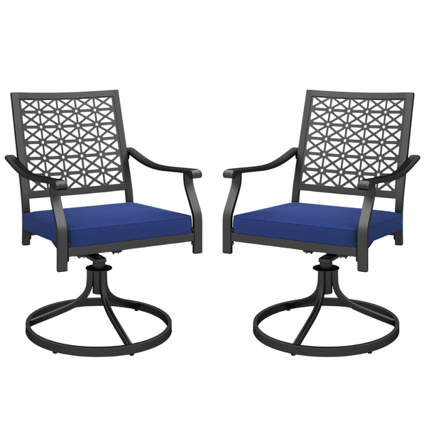 2-Piece Costway Outdoor Swivel Chairs W/ Padded Cushions
