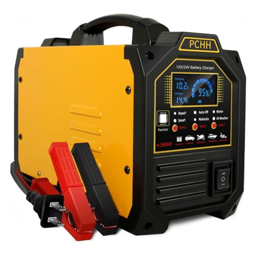 Heavy Duty 12V & 24V LCD Digital Display Car Battery Charger