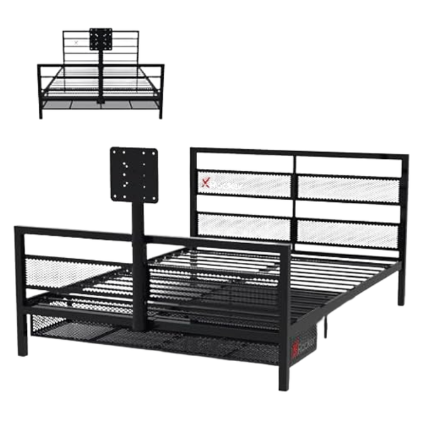 X Rocker Basecamp Full Size Metal Frame Bed With Rotating TV Mount