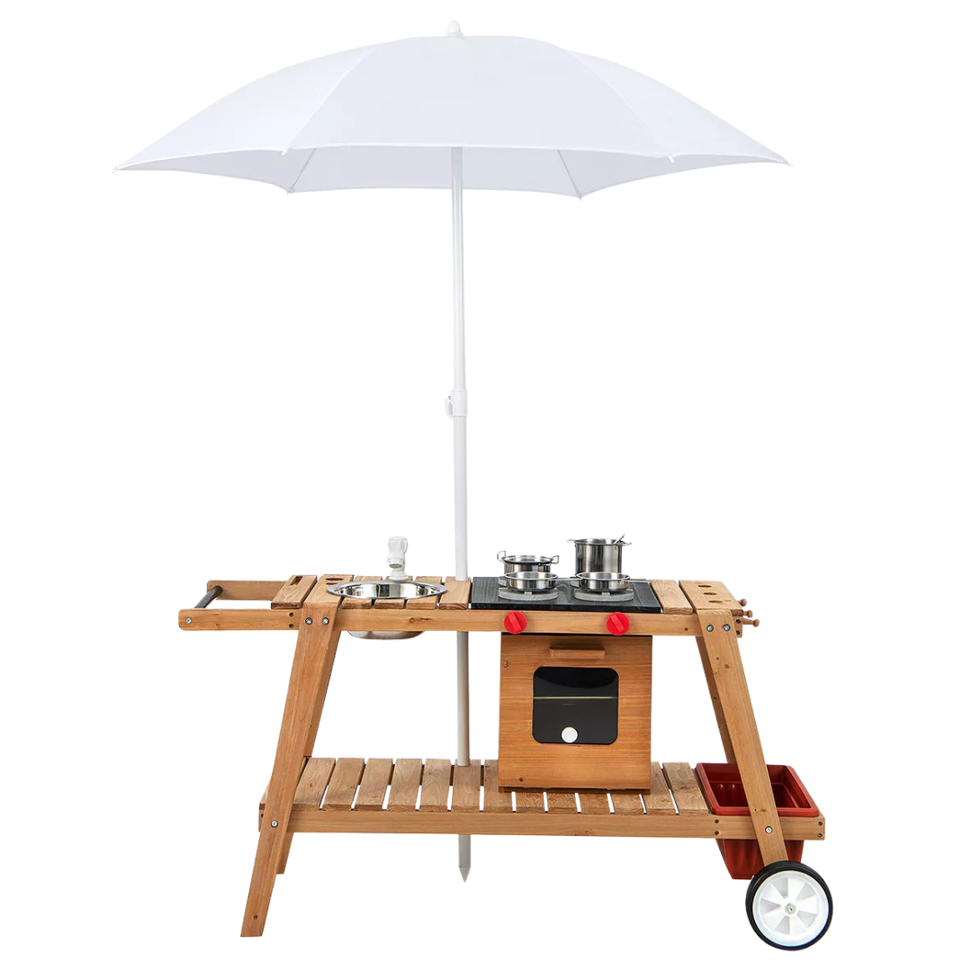 Wooden Play Cart With Sun Proof Umbrella