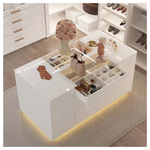 FAMAPY High Gloss 16 Drawer Dresser With Tempered Glass