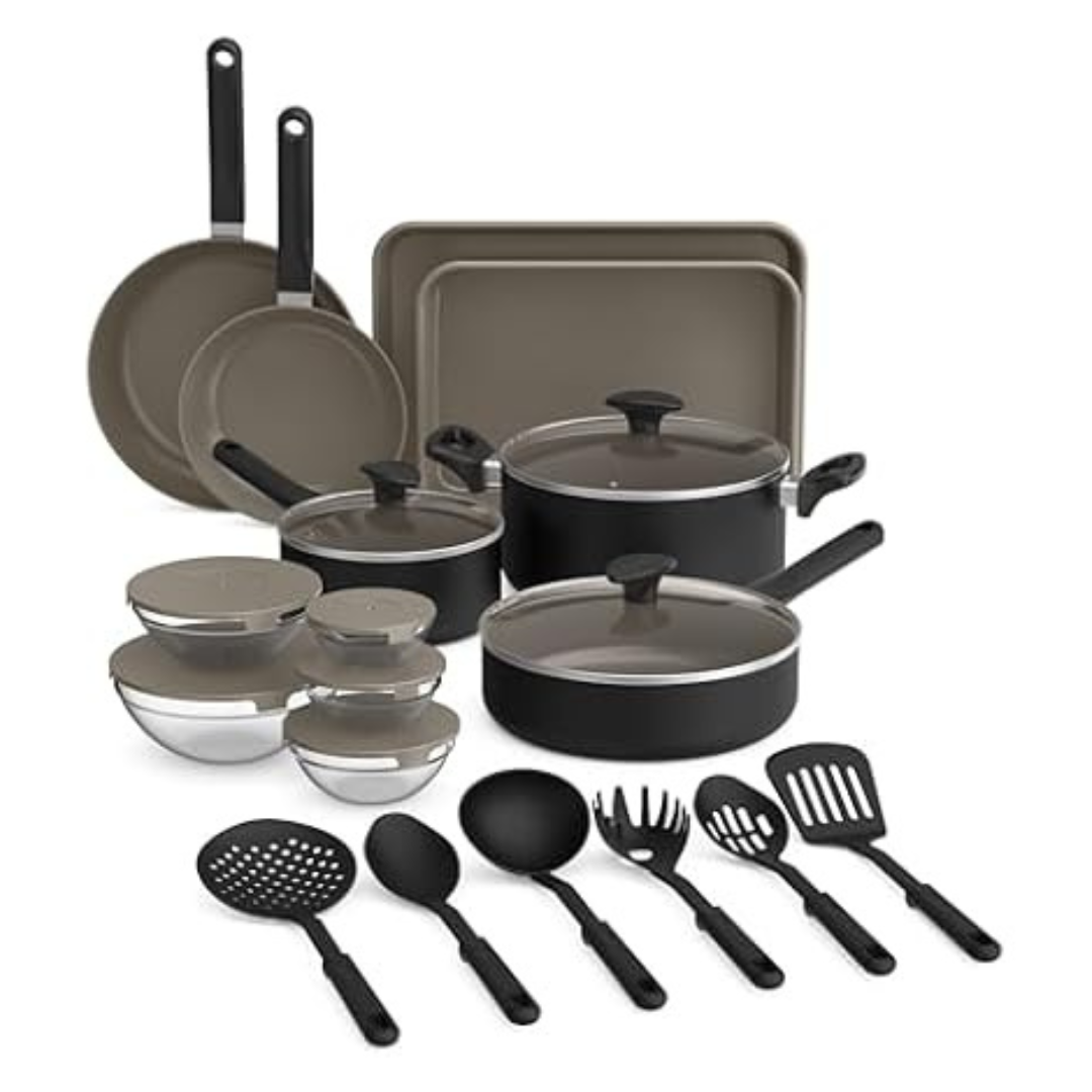 21-Piece Bella EverGood Ceramic Kitchen Set With Glass Lids