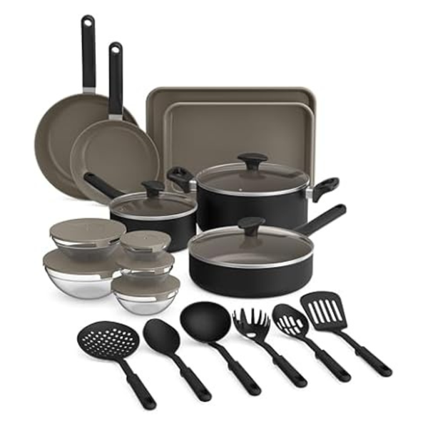 21-Piece Bella EverGood Ceramic Kitchen Set With Glass Lids