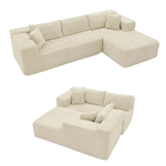 Modular L-Shape Corduroy Cloud Sectional Sofa With Pillows