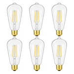 6-Pack VerRon 6W (60W Eq) 800LM Vintage LED Edison Bulbs