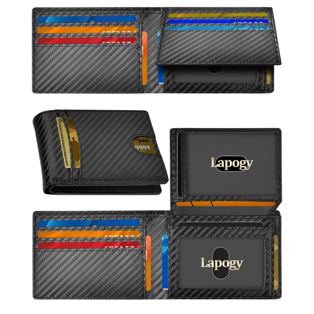 RFID Blocking Thin Leather Bifold Credit Card Holder Wallets