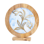 River Of Goods 14" Floral Theme Stained Glass & Metal Stand