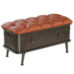 River Of Goods 17" Tufted Faux Leather Metal Storage Bench