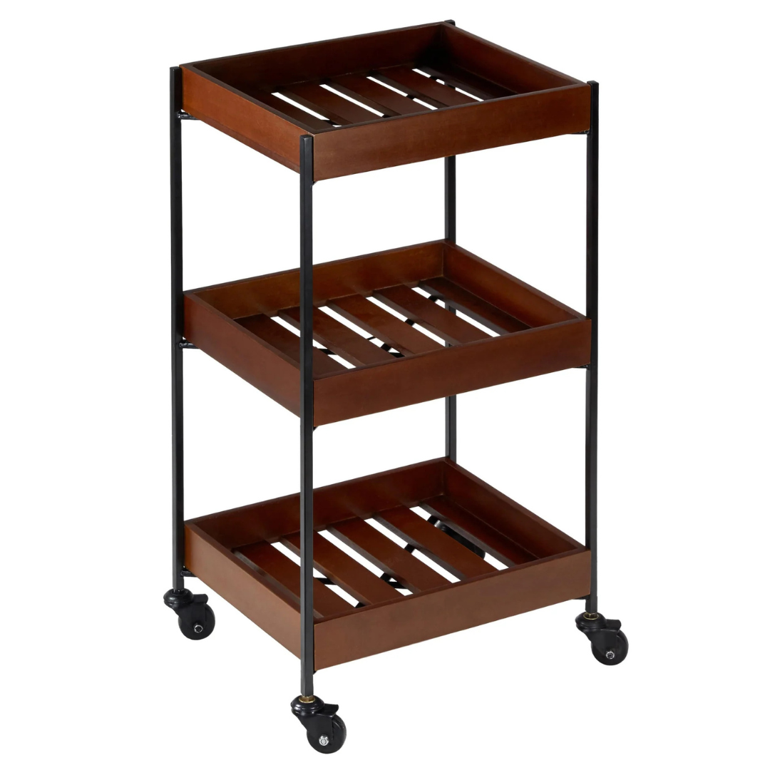 30.5" River Of Goods 3-Tier Wooden Storage Cart