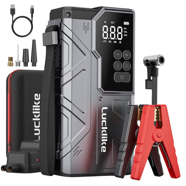 Lucklike W210 12V 6000A Peak Car Jump Starter With Air Compressor
