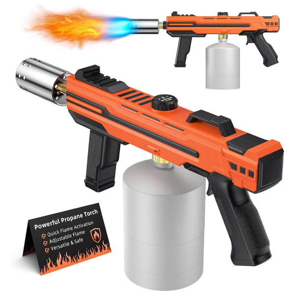 TURN RAISE Powerful Propane Torch Gun W/ Adjustable Flame (Orange)