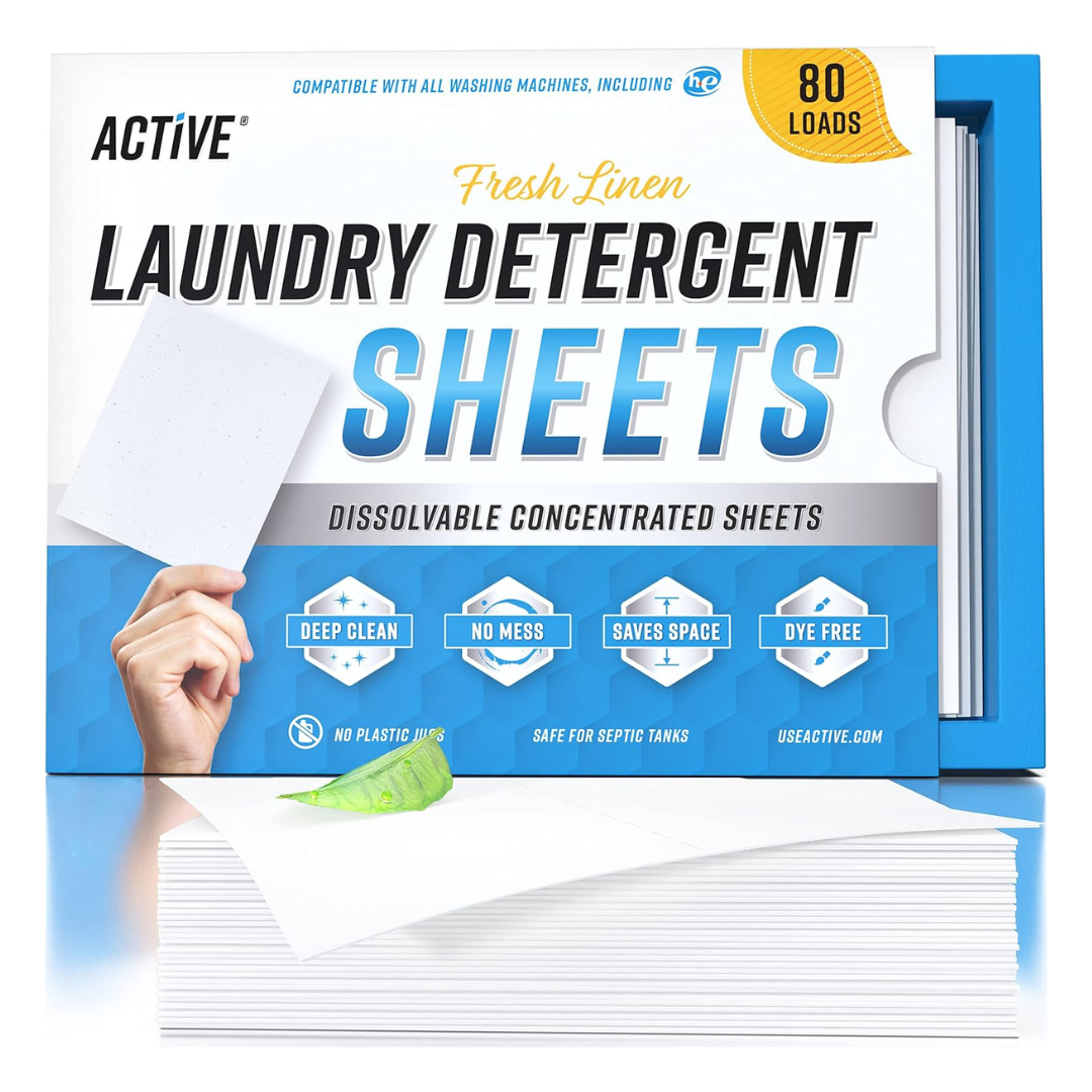 80-Loads Active Fresh Scent Laundry Detergent Sheets