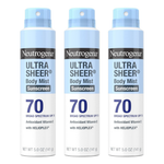 3-Pack 5 Oz.Neutrogena Ultra Sheer Body Mist Sunscreen Spray SPF 70