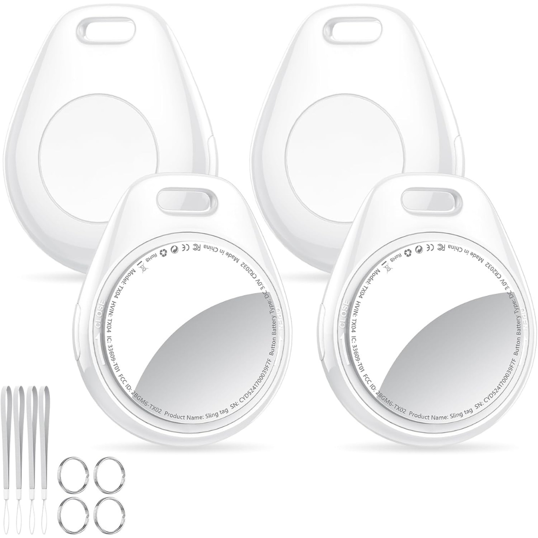 4-Pack Tukio Apple MFi Certified Air Tracker Tags W/ Apple Find My