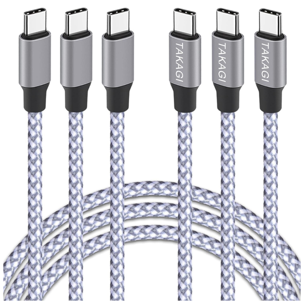 3-Pack 60W 3Ft Nylon Braided Data Sync USB Cables