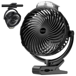Tenvolti 8" 10000mAh 360 Deg. Clip-On Rechargeable Fan W/ LED Light