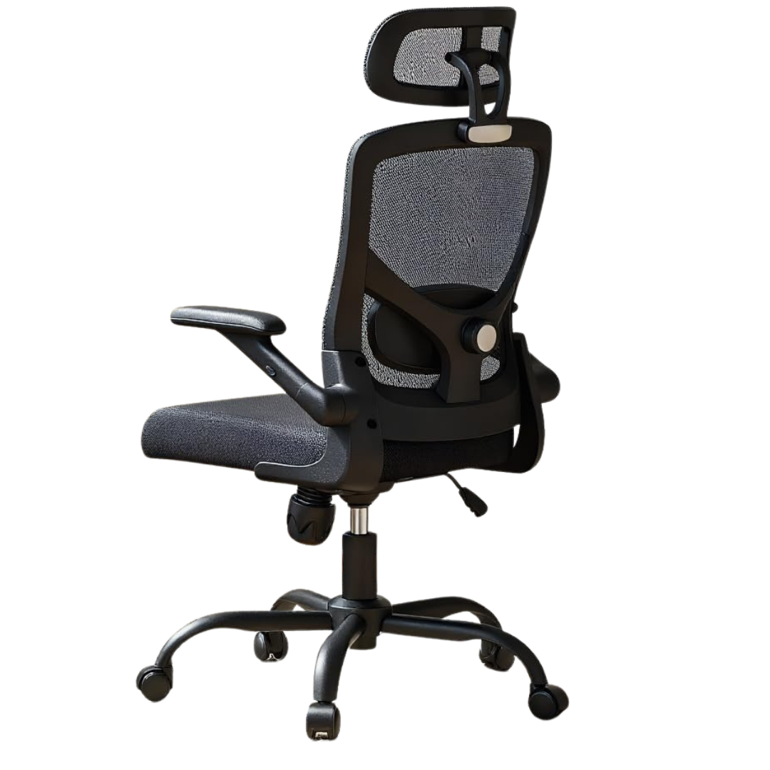 Ergonomic Mesh Office Chair With Lumbar Support & Headrest Flip-Up