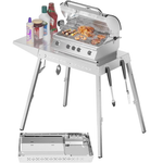 R.W.Flame Portable Stainless Steel Adjustable Folding Grill Table