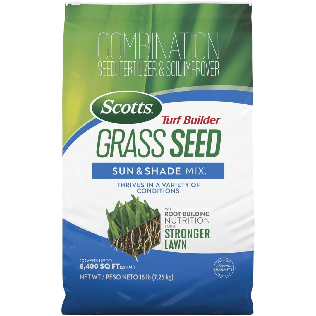 16 lbs Scotts Turf Builder Grass Seed Sun And Shade Mix W/ Fertilizer