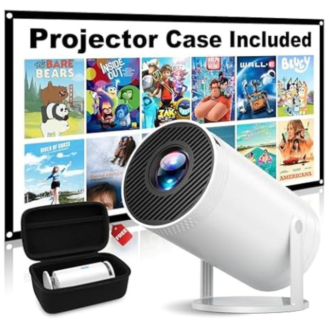 Mini Portable 4K Native 1080P Home Theater Projector with Case