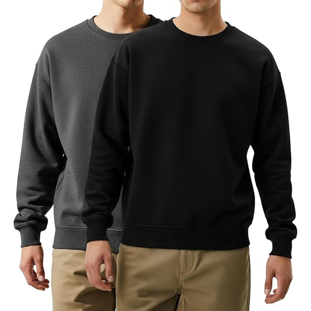 2-Pack Andrew Scott Men's Fleece Crewneck Pullover Sweatshirt
