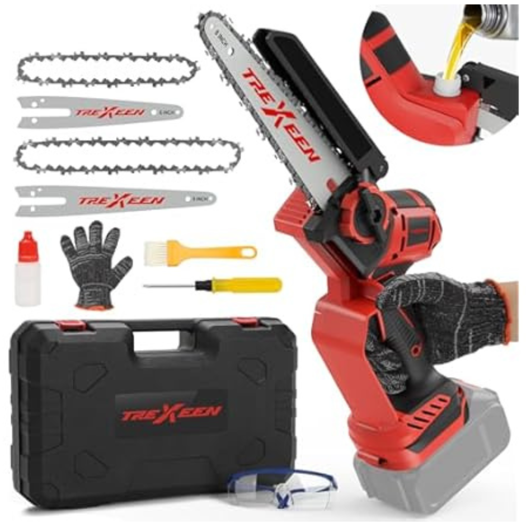 2-in-1 Cordless 8" & 6" Dual-Length Electric Chainsaw for MWK M18 Battery