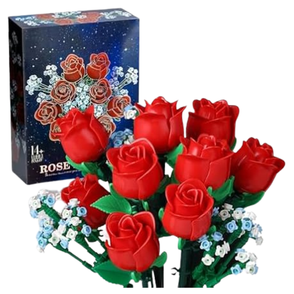 648-Piece Red Rose Bouquet Building Toy Set