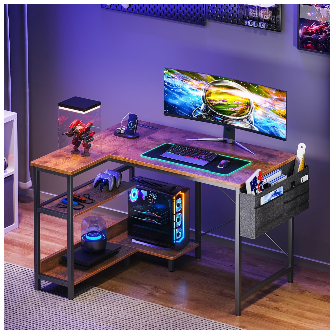 Casacomoda 40" L Shaped Computer Desk W/ Power Outlet