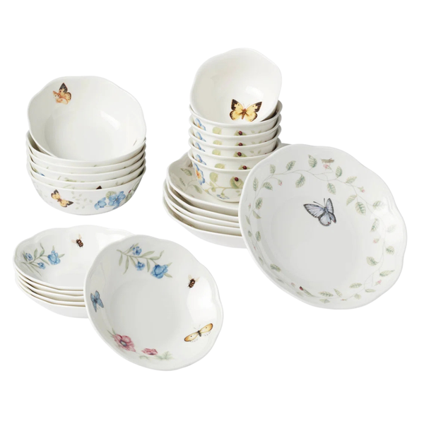 24-Piece Lenox Butterfly Meadow Porcelain Bowl Set