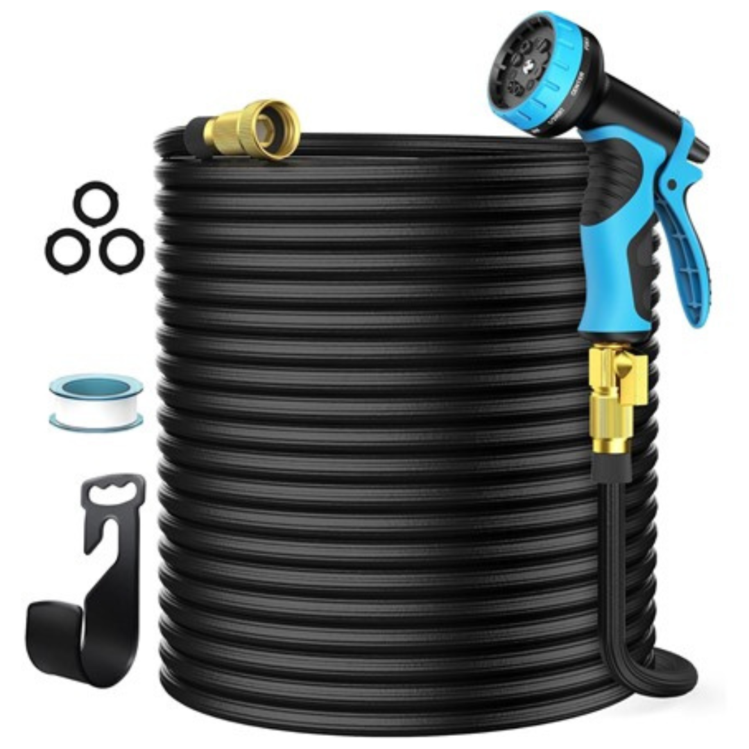 100ft Expandable 50 Layers Garden Hose With Solid Brass Connector