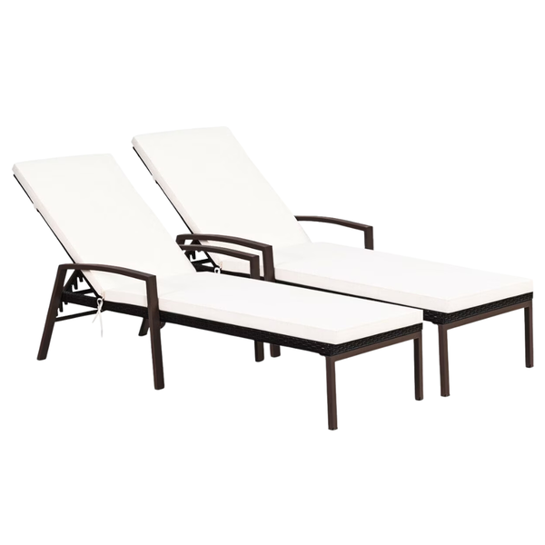 2-Piece Costway Patio Rattan Lounge Chair