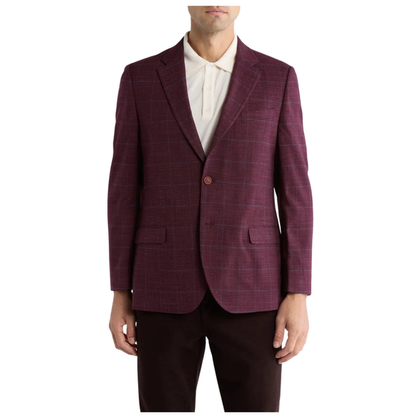 Nautica Men's Windowpane Notch Lapel Stretch Blazer