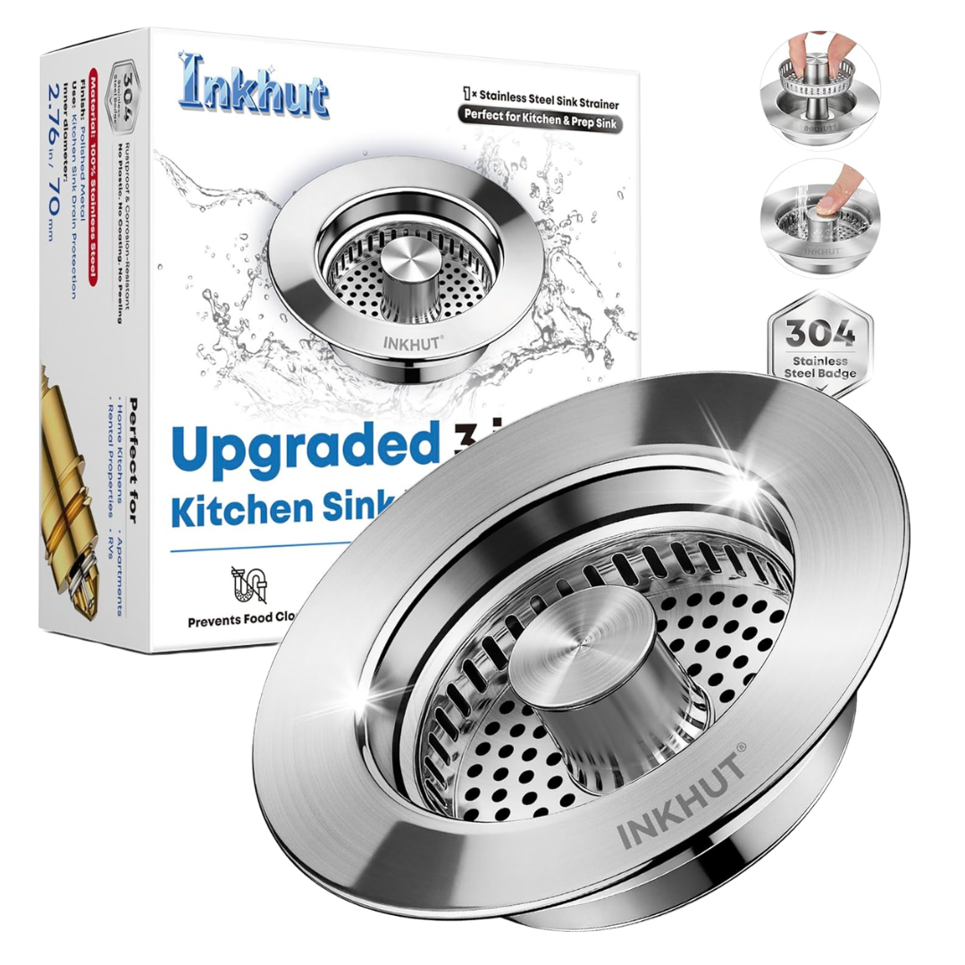 Upgraded 3-in-1 Stainless Steel Kitchen Sink Drain Strainer