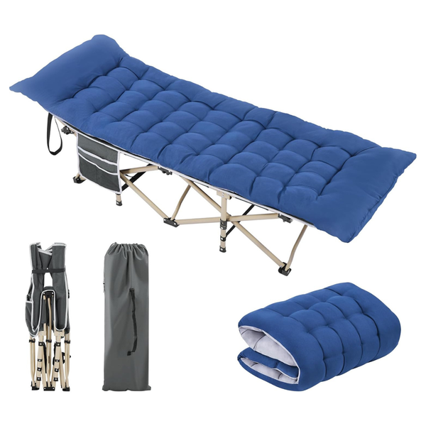 Yaheetech Folding Camping Cot W/ 3" Thick Mat And 330lb Capacity