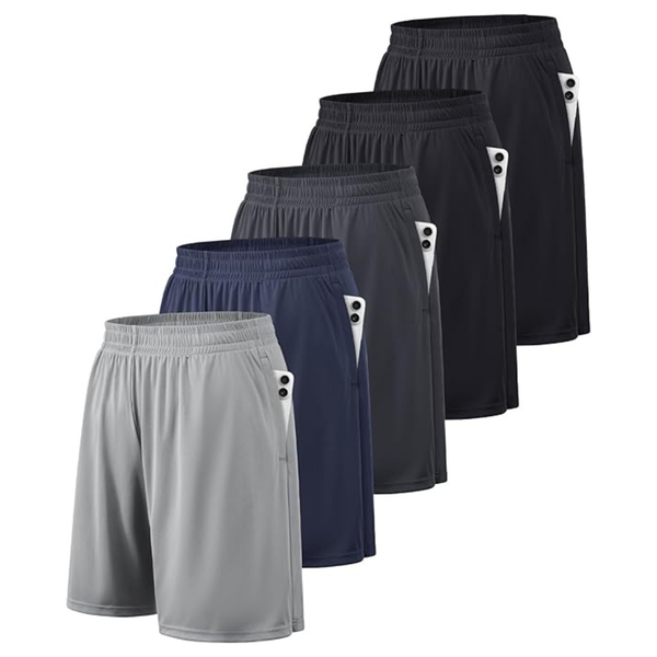 5-Pack Men's Quick Dry Athletic Shorts