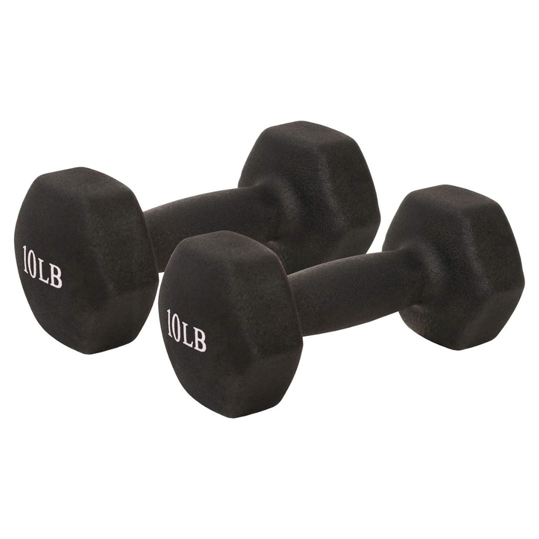 Sunny Health & Fitness Neoprene Coated Hex Shaped Dumbbell, 10 Pounds