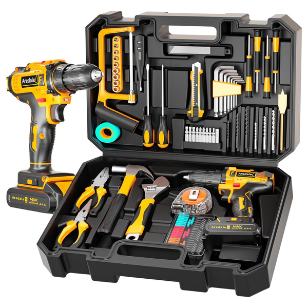 117-Piece Complete Mechanic Tool Kit With 20V Cordless Drill & Storage