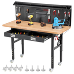 60" Rubber Wood Top Garage Work Bench W/ Drawers & Wheels (Various)