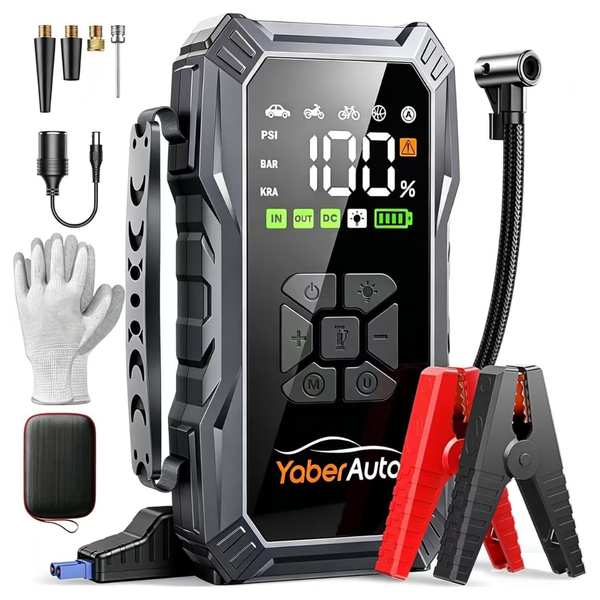 YaberAuto 10-in-1 6000A 150PSI Jump Starter With Air Compressor