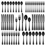 60-Piece Mutnitt Stainless Steel Black Silverware Set Service For 12