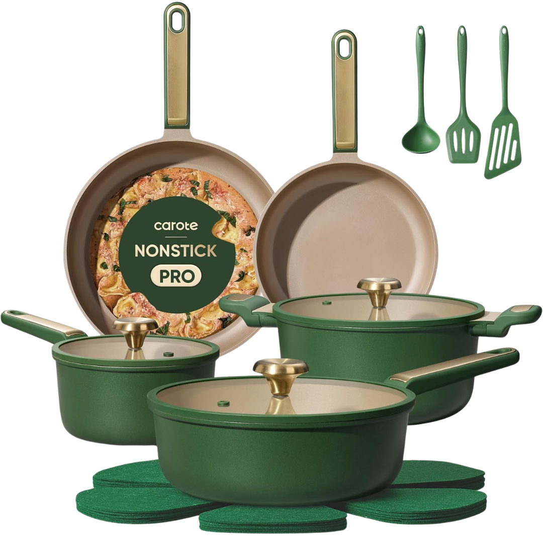 16-Piece Carote Non Stick Induction Cookware Set (2 Colors)
