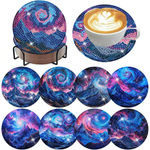8-Pack 4" Non-Slip Diamond Painting Coasters w/ Holder