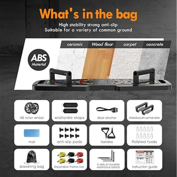 Portable Exercise Equipment Pilates Bar & 20 Fitness Accessories