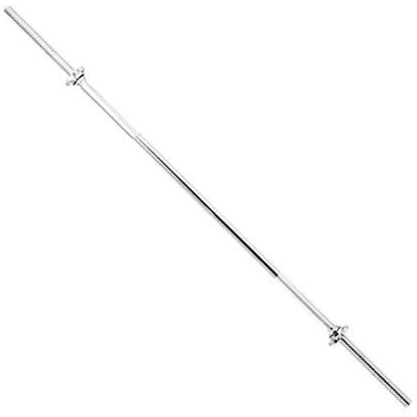 60" Sunny Health & Fitness Threaded Chrome Barbell Bar w/ Ring Collars