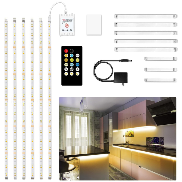 6-Pieces 9.8Ft LED Strip 2700K-6500K Cabinet Lights