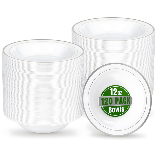 120-Pack 12oz Heavy Duty Disposable Plastic Bowls