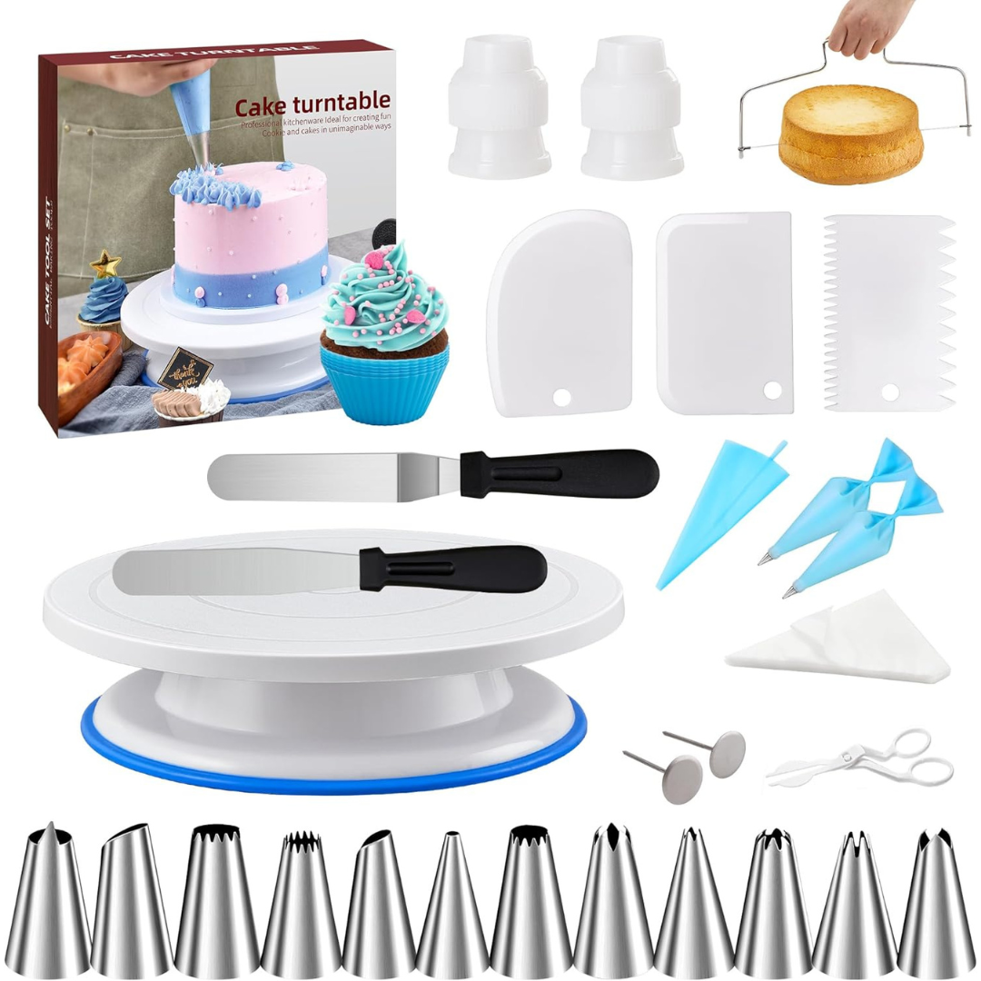 82-Piece Cake Decorating Tools Supplies Kit with Turntable Stand